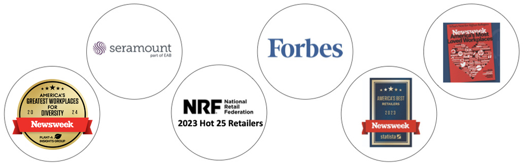 Searmount logo, Forbes logo, newsweek award, NRF award.